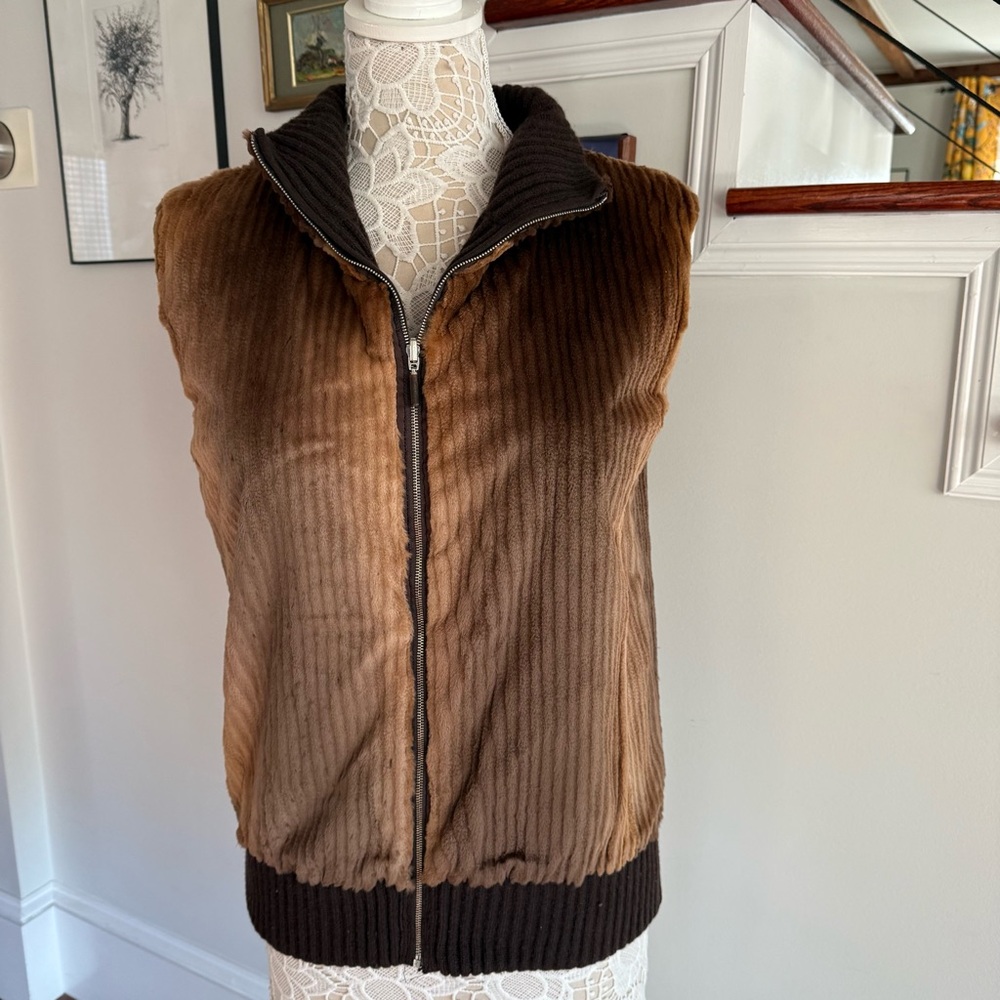 AGNONA Reversible Ribbed Cashmere & Mink Vest Sz 50 Made in Italy - Picture 4 of 7